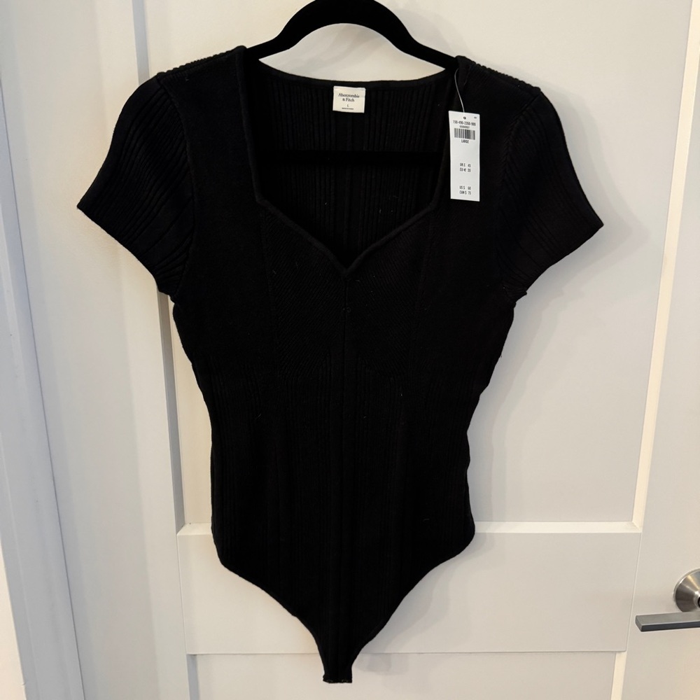 Abercrombie & Fitch Black Ribbed Bodysuit NWT Large